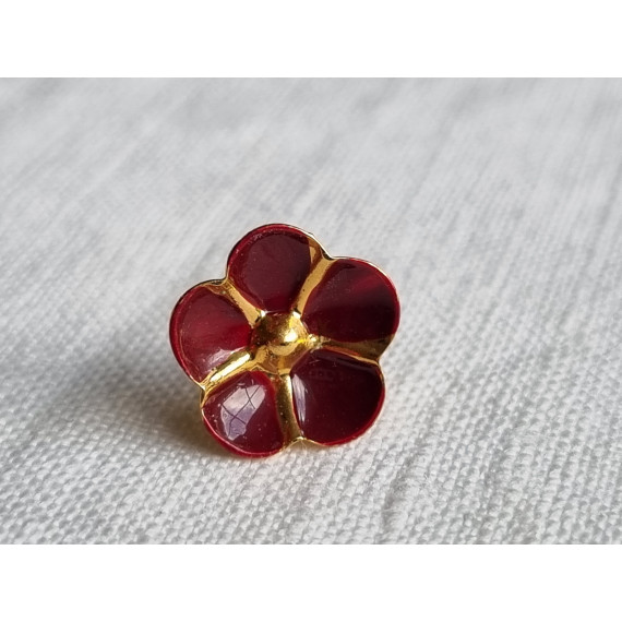 Vintage selskaps pin, burgunder emalje blomst