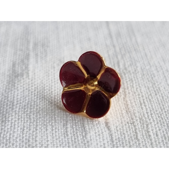 Vintage selskaps pin, burgunder emalje blomst