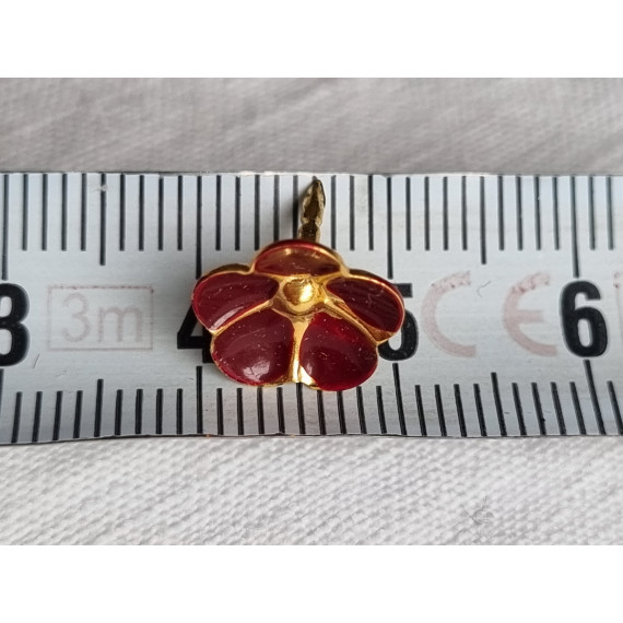 Vintage selskaps pin, burgunder emalje blomst