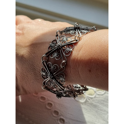 Håndlaget filigran armlenke, armbånd i 830S fra Sylvsmidja, ca 20 cm lukket