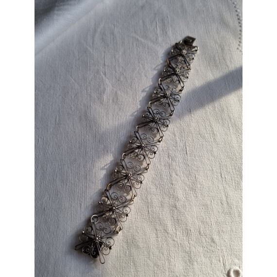 Håndlaget filigran armlenke, armbånd i 830S fra Sylvsmidja, ca 20 cm lukket