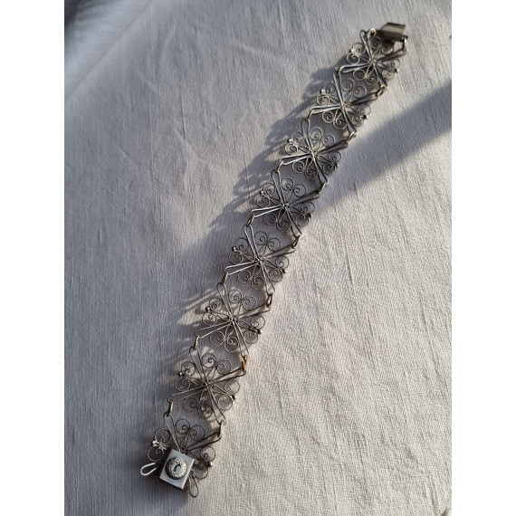 Håndlaget filigran armlenke, armbånd i 830S fra Sylvsmidja, ca 20 cm lukket