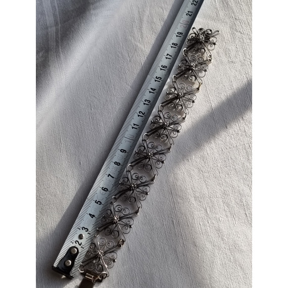 Håndlaget filigran armlenke, armbånd i 830S fra Sylvsmidja, ca 20 cm lukket