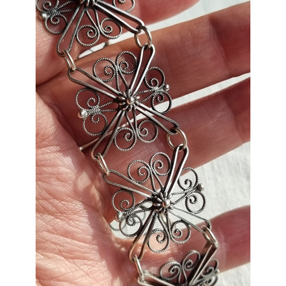 Håndlaget filigran armlenke, armbånd i 830S fra Sylvsmidja, ca 20 cm lukket