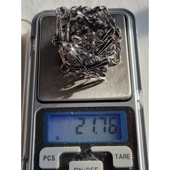 Håndlaget filigran armlenke, armbånd i 830S fra Sylvsmidja, ca 20 cm lukket