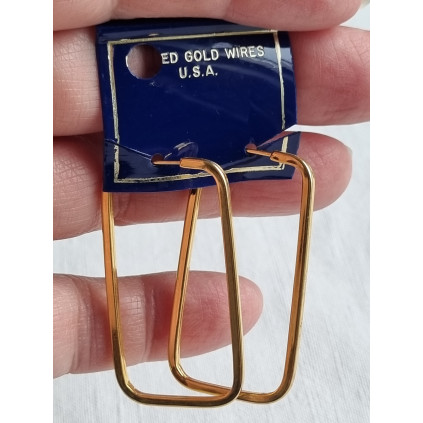 Flott par, gullforgylte øredobber, hengende forgylte rektangler