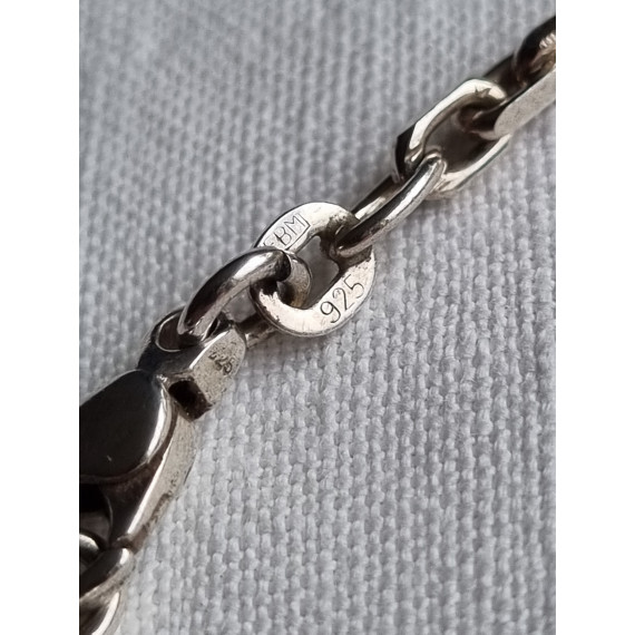 Grovt anker kjede ca 45 cm, i 925 lett oksidert sølv, ca 3 mm bredt