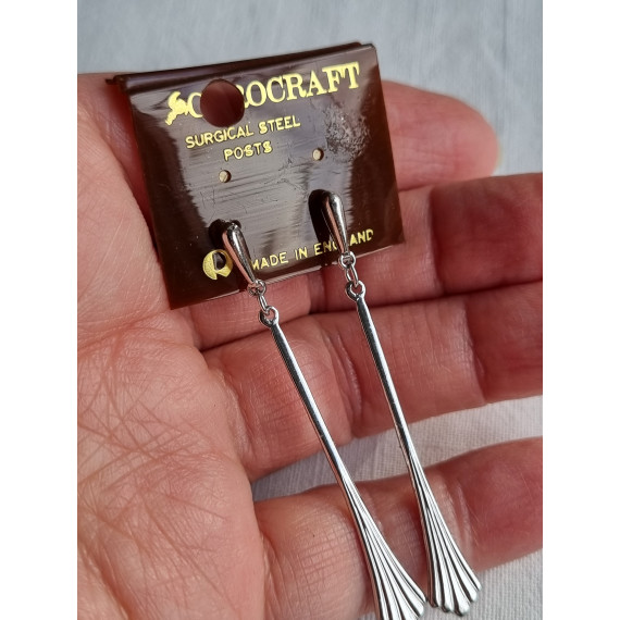 Vintage Corocraft øredobber, ubrukt, lange, slanke, hengende vifter