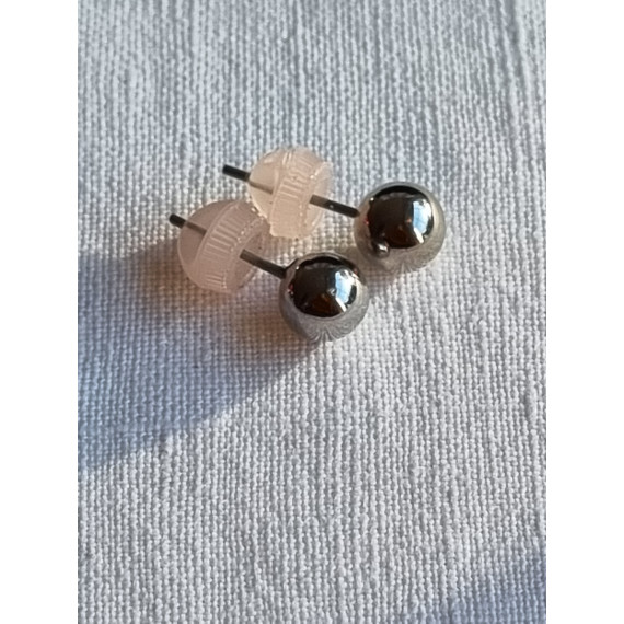 Ubrukt sølvblanke kule øredobber, fra Malling i København fra 1980-90-tallet