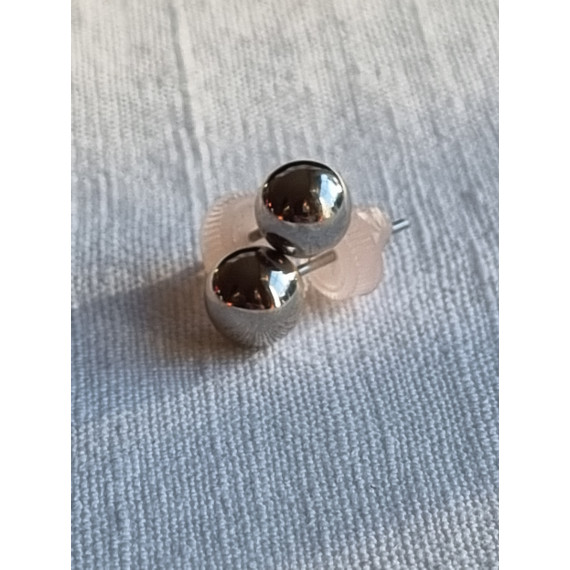 Ubrukt sølvblanke kule øredobber, fra Malling i København fra 1980-90-tallet