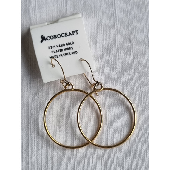 Vintage Corocraft øredobber, ubrukt 22 ct gull belagte, hengende ringer