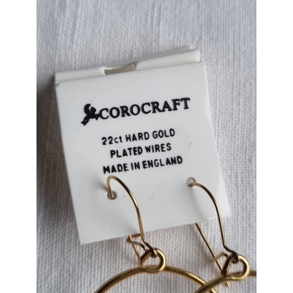 Vintage Corocraft øredobber, ubrukt 22 ct gull belagte, hengende ringer
