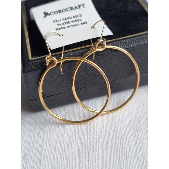 Vintage Corocraft øredobber, ubrukt 22 ct gull belagte, hengende ringer