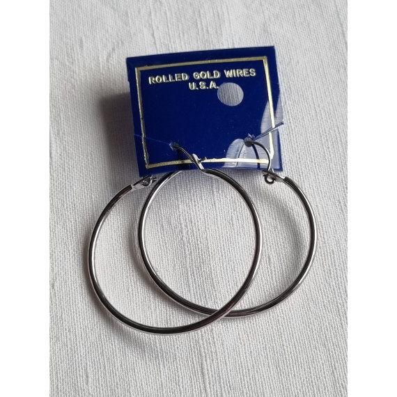 Øredobber, ubrukt store hvitt gull belagte runde ringer, fra Brazil