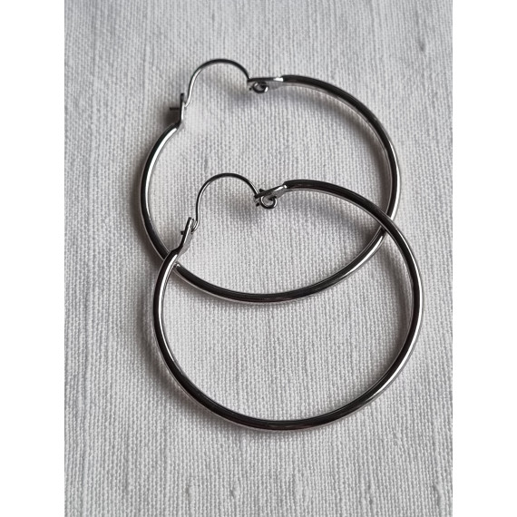 Øredobber, ubrukt store hvitt gull belagte runde ringer, fra Brazil