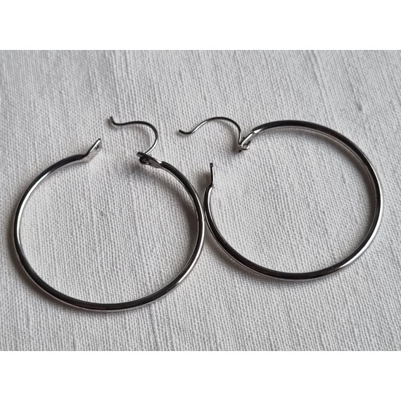 Øredobber, ubrukt store hvitt gull belagte runde ringer, fra Brazil