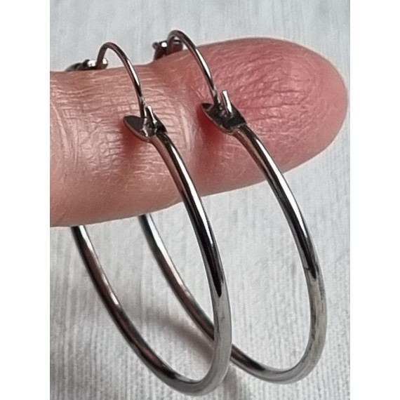 Øredobber, ubrukt store hvitt gull belagte runde ringer, fra Brazil