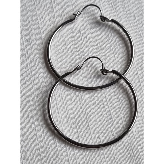 Øredobber, ubrukt store hvitt gull belagte runde ringer, fra Brazil