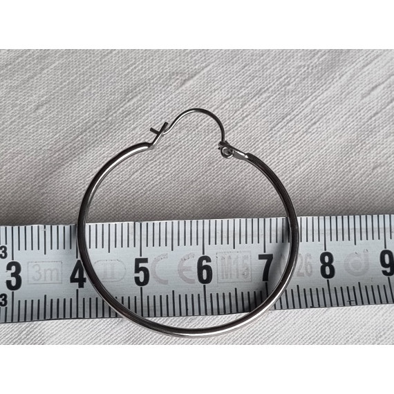 Øredobber, ubrukt store hvitt gull belagte runde ringer, fra Brazil