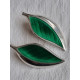Sølv emalje øredobber, ubrukte blader i 925 sølv og grønn emalje