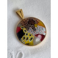 Anheng fra Murano i 18K gult gull ramme, kunstnerglass, kunst smykke