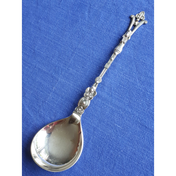 Antikk sølvskje, kerubskje fra D-A, Gaudernack 22 cm
