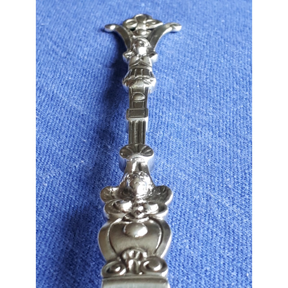 Antikk sølvskje, kerubskje fra D-A, Gaudernack 22 cm