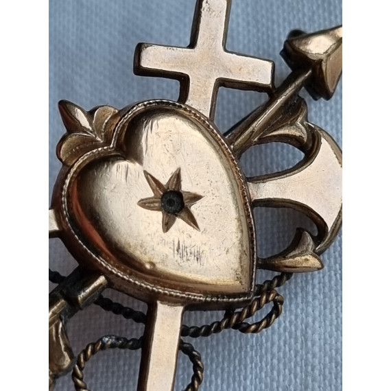 Tro håp og kjærlighet nål i bronse og sølv / anker kors hjerte
