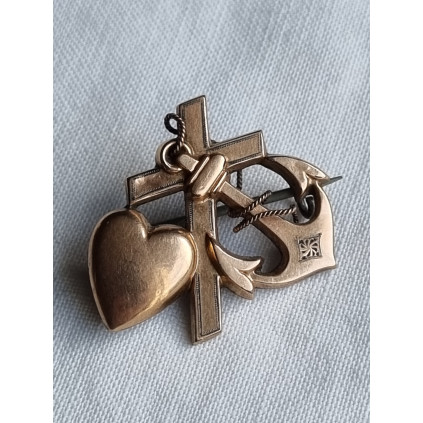 Tro håp og kjærlighet nål i bronse og sølv / anker kors hjerte