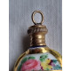 Emalje Chatelain, håndmalt liten parfymebeholder, med god skrukork. Rikt malt blomsterpotte