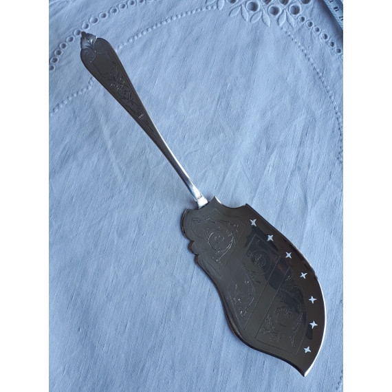 Antikk fiskespade, HELE i sølv, fra John Stamnæss, Ålesund, ca 30,5 cm lang