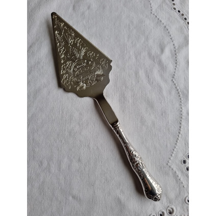 Fantastisk vakker, rikt dekorert sølvplett pai-spade eller kakespade, 30,5 cm