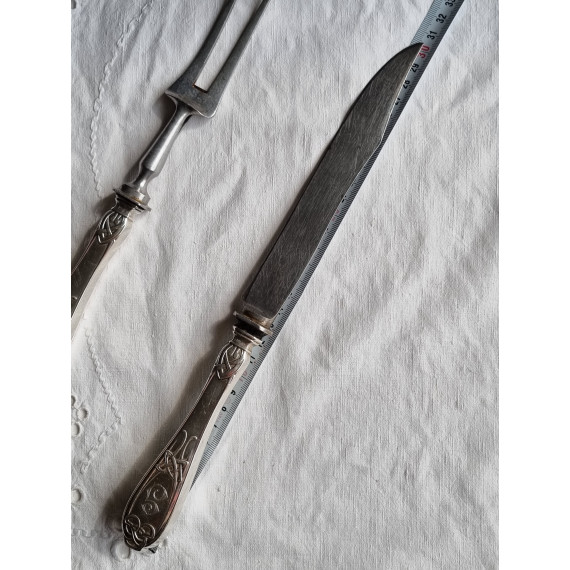 Trancher sett i dragesølv, fra Clemet Berg, Kniv L 30,5, Gaffel L ca 28 cm