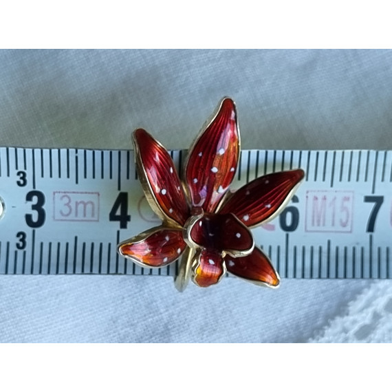 Vakkert par orkide formet, store røde med hvite prikker