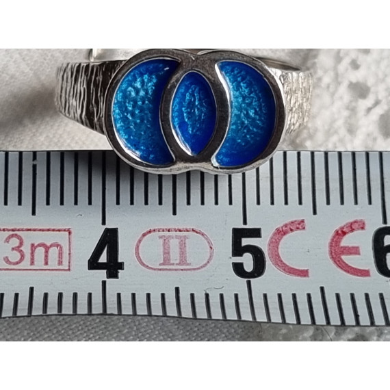 Kraftig sølv emalje ring i kobolt blå emalje og 925S av Arne Nordlie