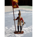 Tinnsoldat, tinn soldat Napoleon krigen 1815 Britisk soldat, flaggbærer 11,5 cm