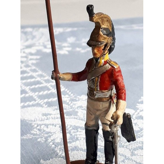 Tinnsoldat, tinn soldat Napoleon krigen 1815 Britisk soldat, flaggbærer 11,5 cm