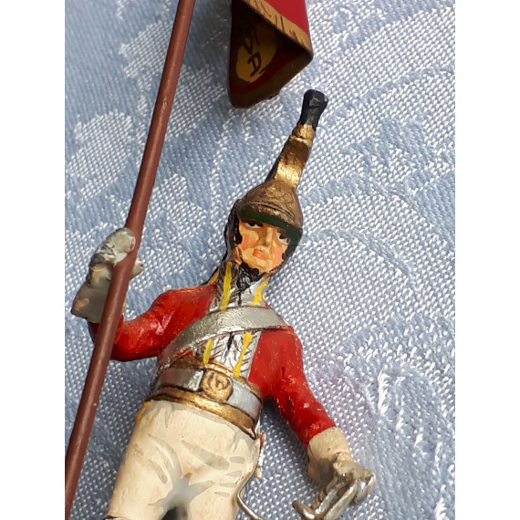 Tinnsoldat, tinn soldat Napoleon krigen 1815 Britisk soldat, flaggbærer 11,5 cm