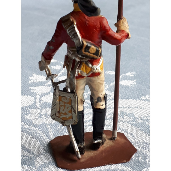 Tinnsoldat, tinn soldat Napoleon krigen 1815 Britisk soldat, flaggbærer 11,5 cm