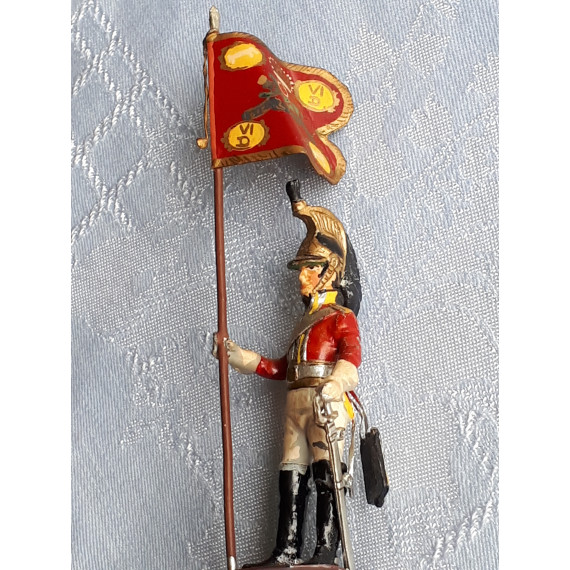 Tinnsoldat, tinn soldat Napoleon krigen 1815 Britisk soldat, flaggbærer 11,5 cm