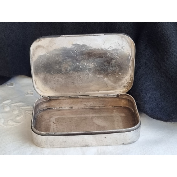 Solid snusdåse, skrin i sølv, sølvskrin fra Tostrup, 1942