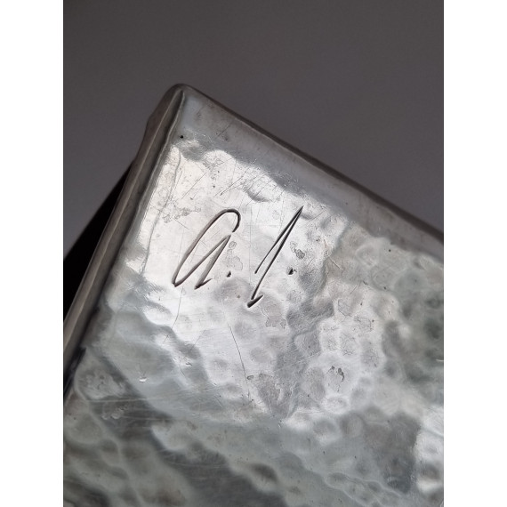 Løsjer, antikk trekkpapirholder i sølv, ca 13 x 7,5 cm, ca 8 cm høy